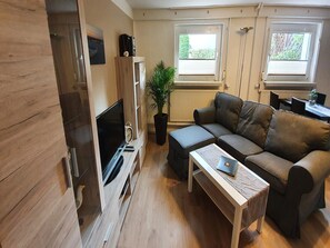 TV, DVD player, stereo