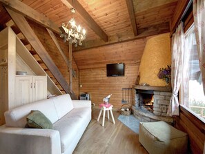 TV, fireplace