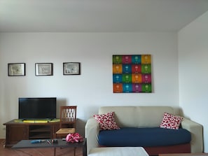 Smart TV, fireplace, DVD player