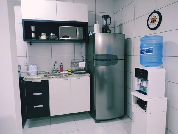 Apartment | Private kitchen | Fridge, microwave, cookware/dishes/utensils