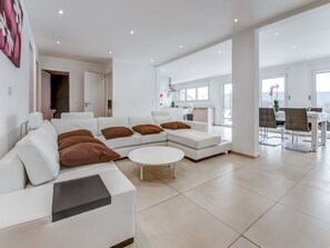 TV, DVD player, foosball, stereo