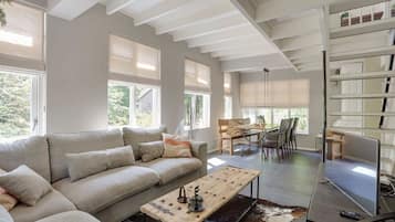 Een televisie, een open haard en een dvd-speler