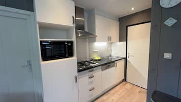 Kühlschrank, Mikrowelle, Herdplatte, Geschirrspüler