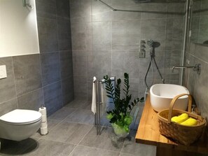 Dusche, Haartrockner, Bidet, Handtücher