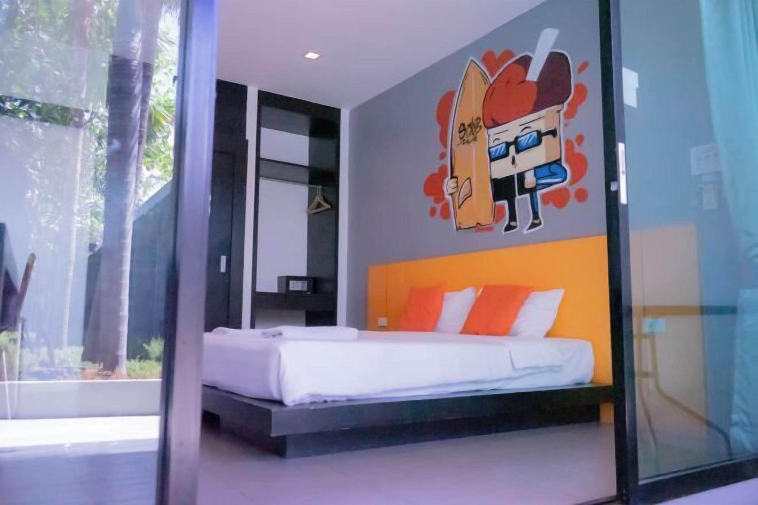 Individually decorated, desk, laptop workspace, blackout curtains