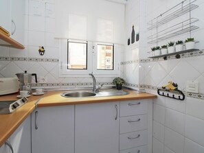 Fridge, microwave, coffee/tea maker, toaster