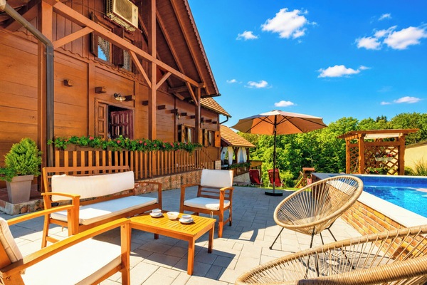 Family House, 4 Bedrooms, 2 Bathrooms, Mountainside (Rustic Cottage With Heated Pool) | Terrace/patio