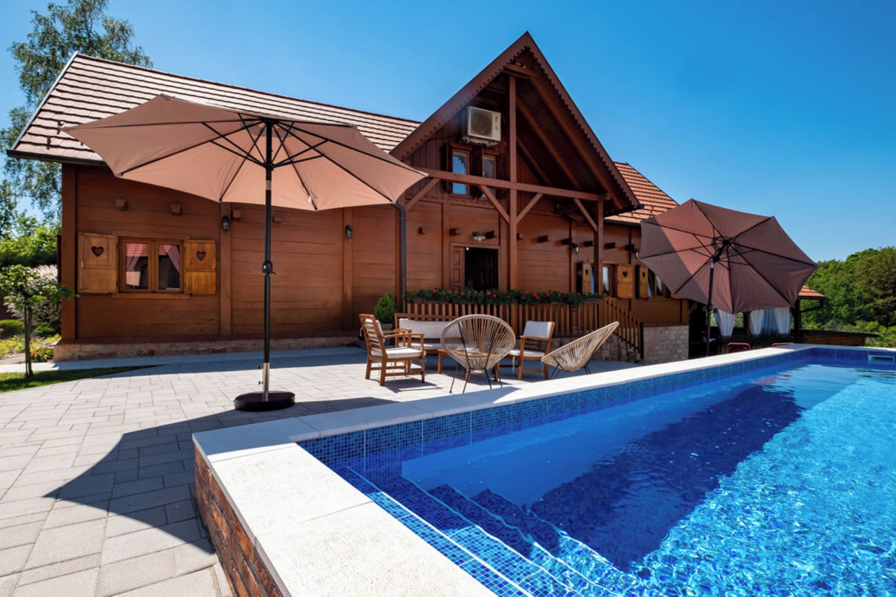 Family House, Multiple Bedrooms, 2 Bathrooms, Mountainside (Rustic Cottage With Heated Pool) | Pool | Seasonal outdoor pool, a heated pool