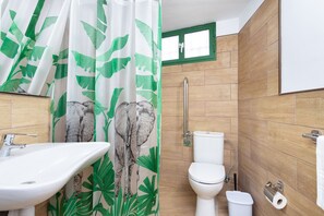 Douche, séchoir à cheveux, serviettes fournies
