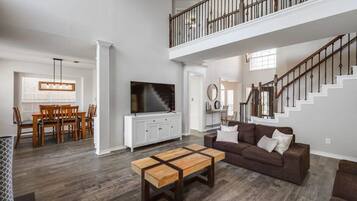 TV, fireplace, offices