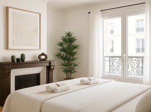 2 habitaciones, tabla de planchar con plancha, cuna de viaje y wifi