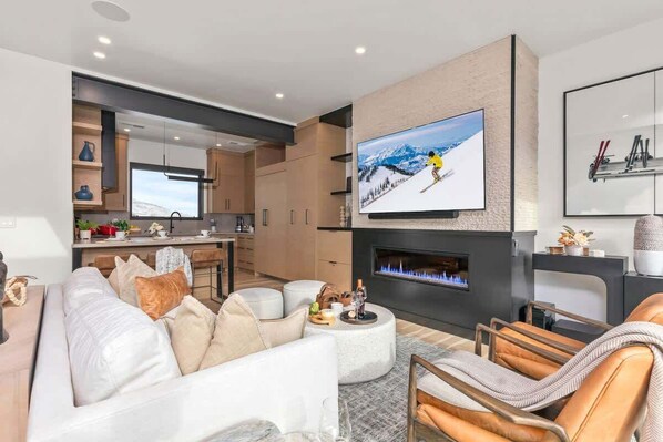 TV, fireplace, offices