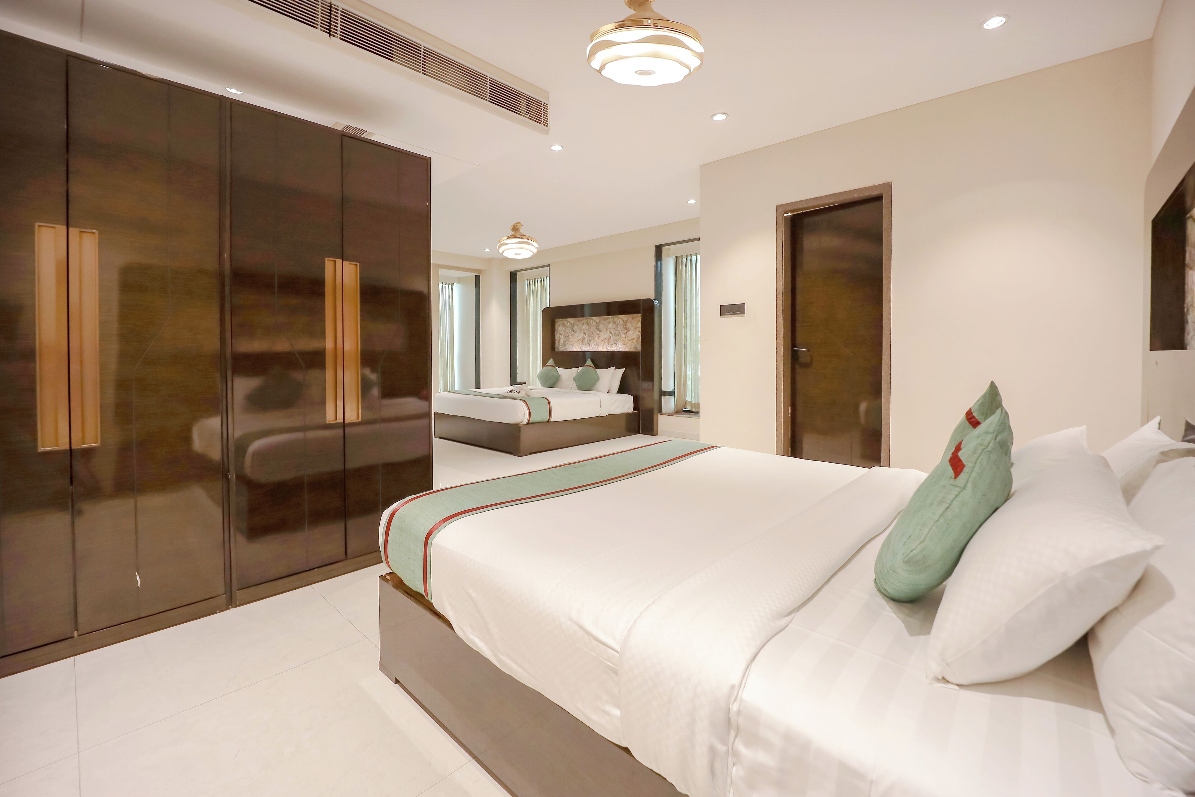 junior suite, 2 queen beds | 1 bedroom, premium bedding, desk, laptop workspace