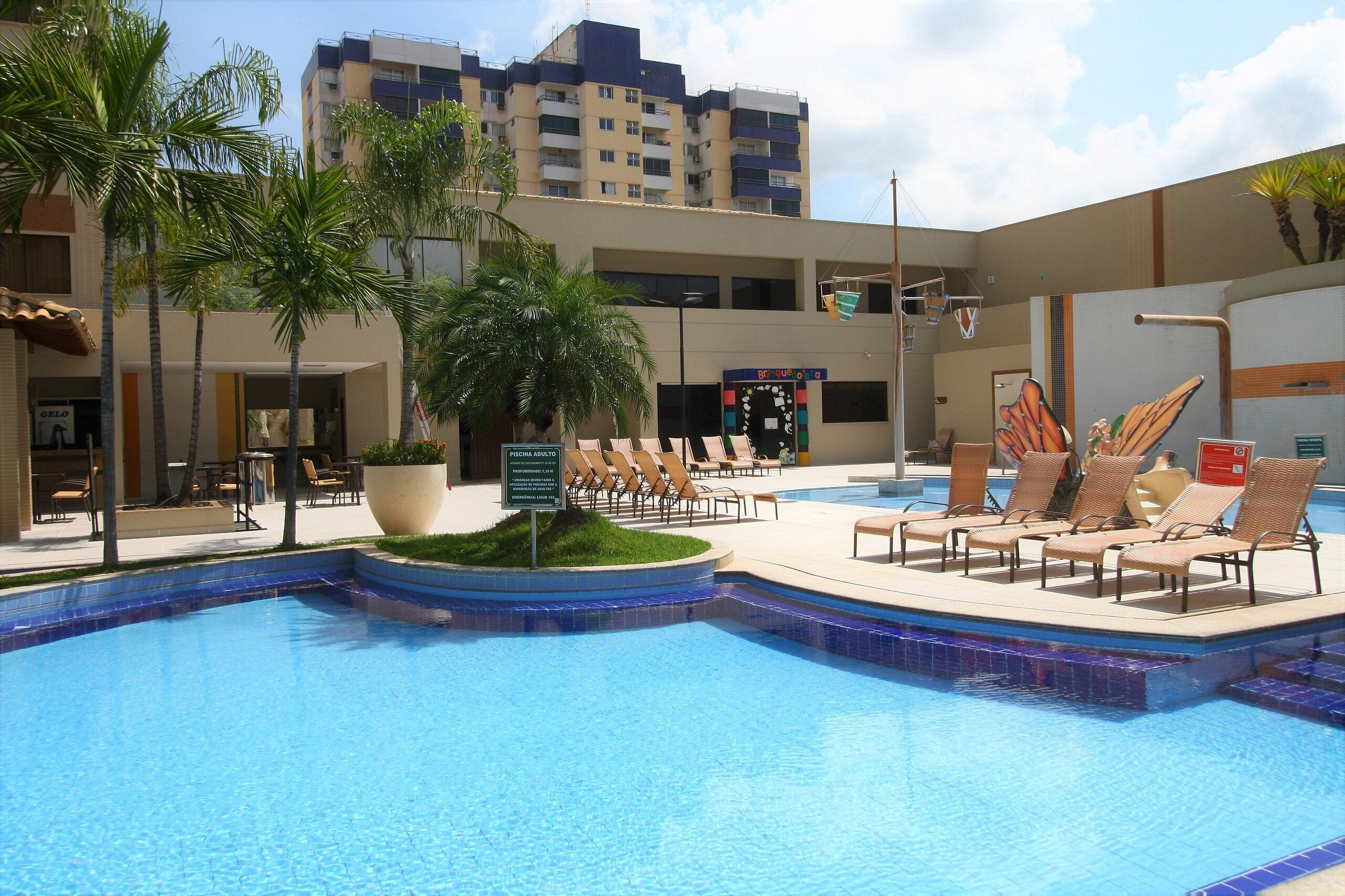 Outdoor pool, pool umbrellas, pool loungers