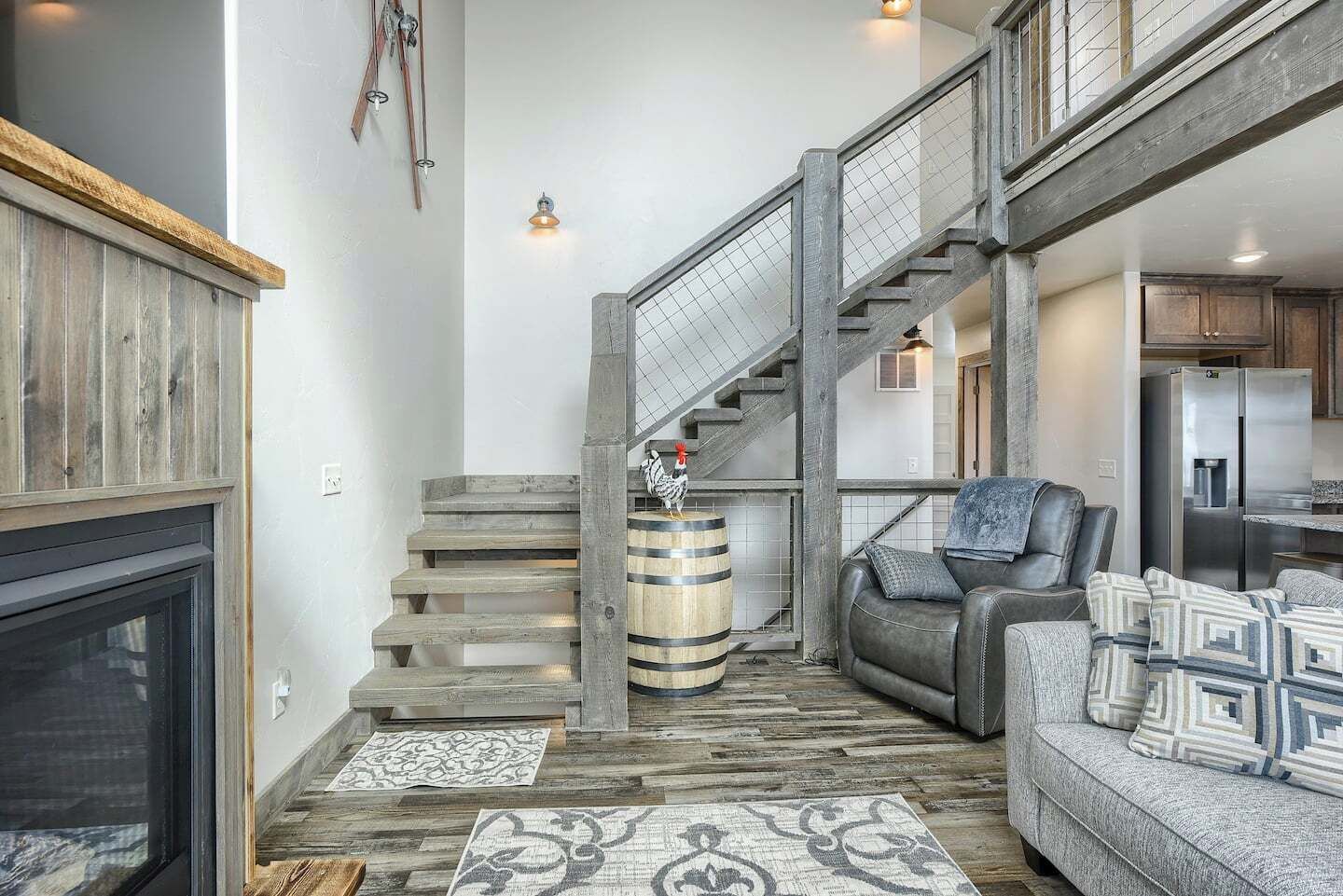 Smart TV, fireplace, table football