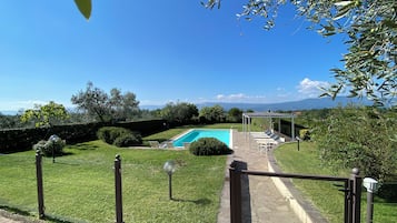 Piscina all'aperto, lettini