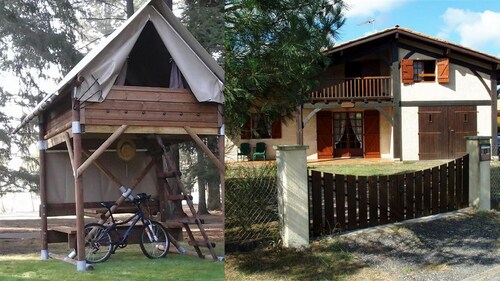 The Landes house and its bivouac tent (sleeping + 2 people)
