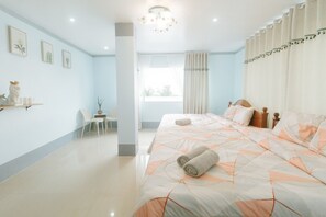 Family room with shared bathroom