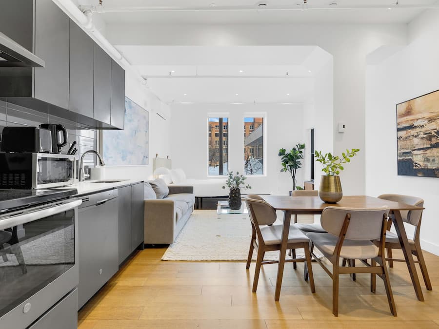 Premium One-Bedroom with Sofa Bed | Private kitchen | Full-sized fridge, microwave, oven, stovetop