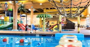 Indoor pool, a heated pool - Sunset Splash Cabin at Bridges Bay Resort (Arnolds Park)