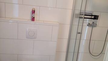 Ducha, secador de pelo, jabón y champú