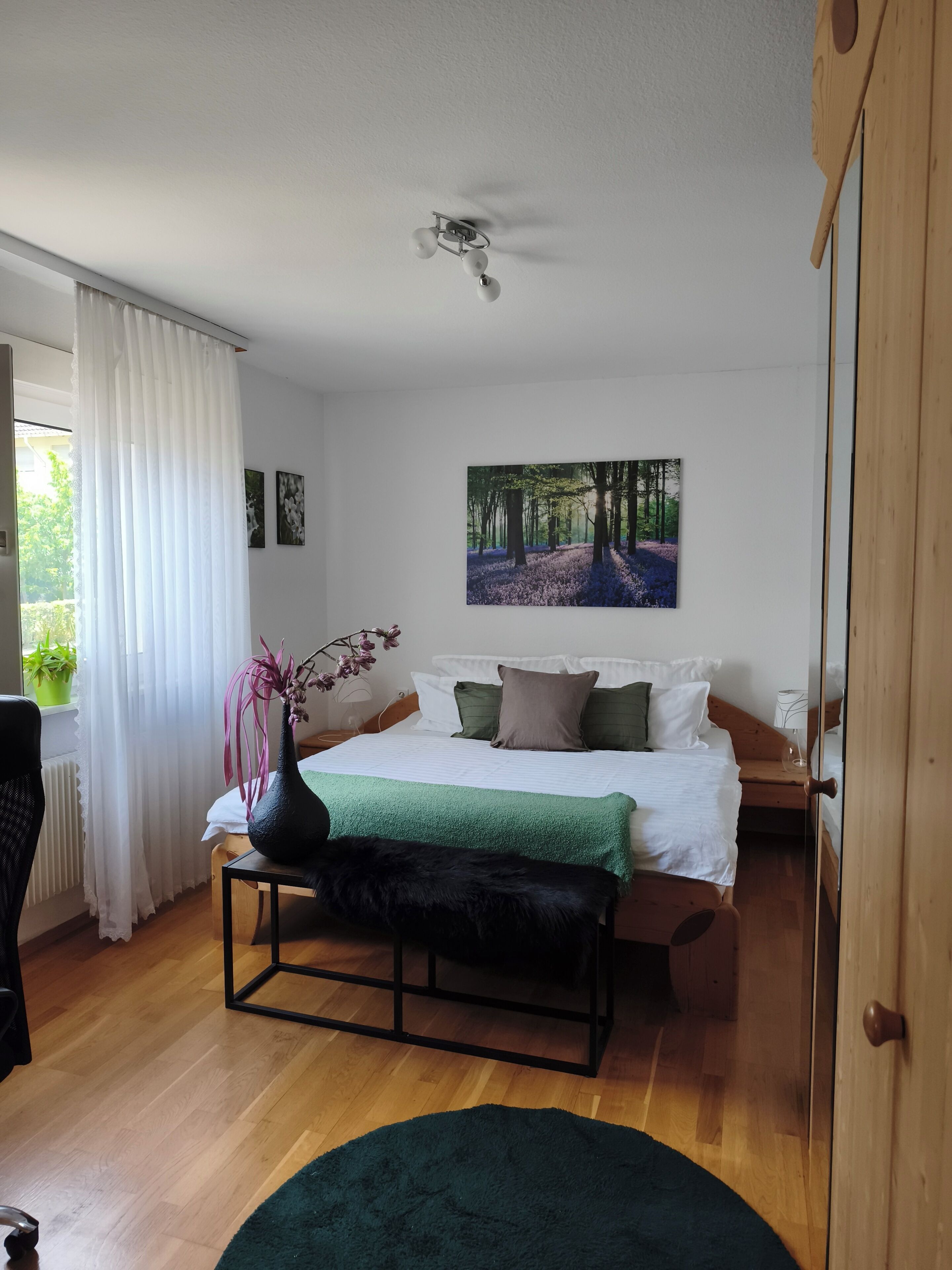 1 bedroom, desk, iron/ironing board, travel crib