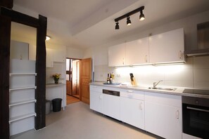 Fridge, microwave, oven, stovetop - Get-together in Fewo Holunder; celebrations with family and friends (Rosenthal)