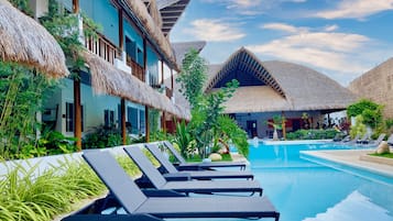 Outdoor pool, open 7:00 AM to 9:00 PM, pool umbrellas, sun loungers