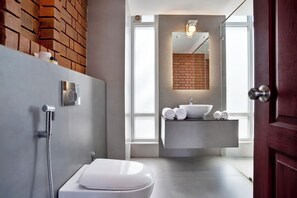 Regadera, batas, toallas