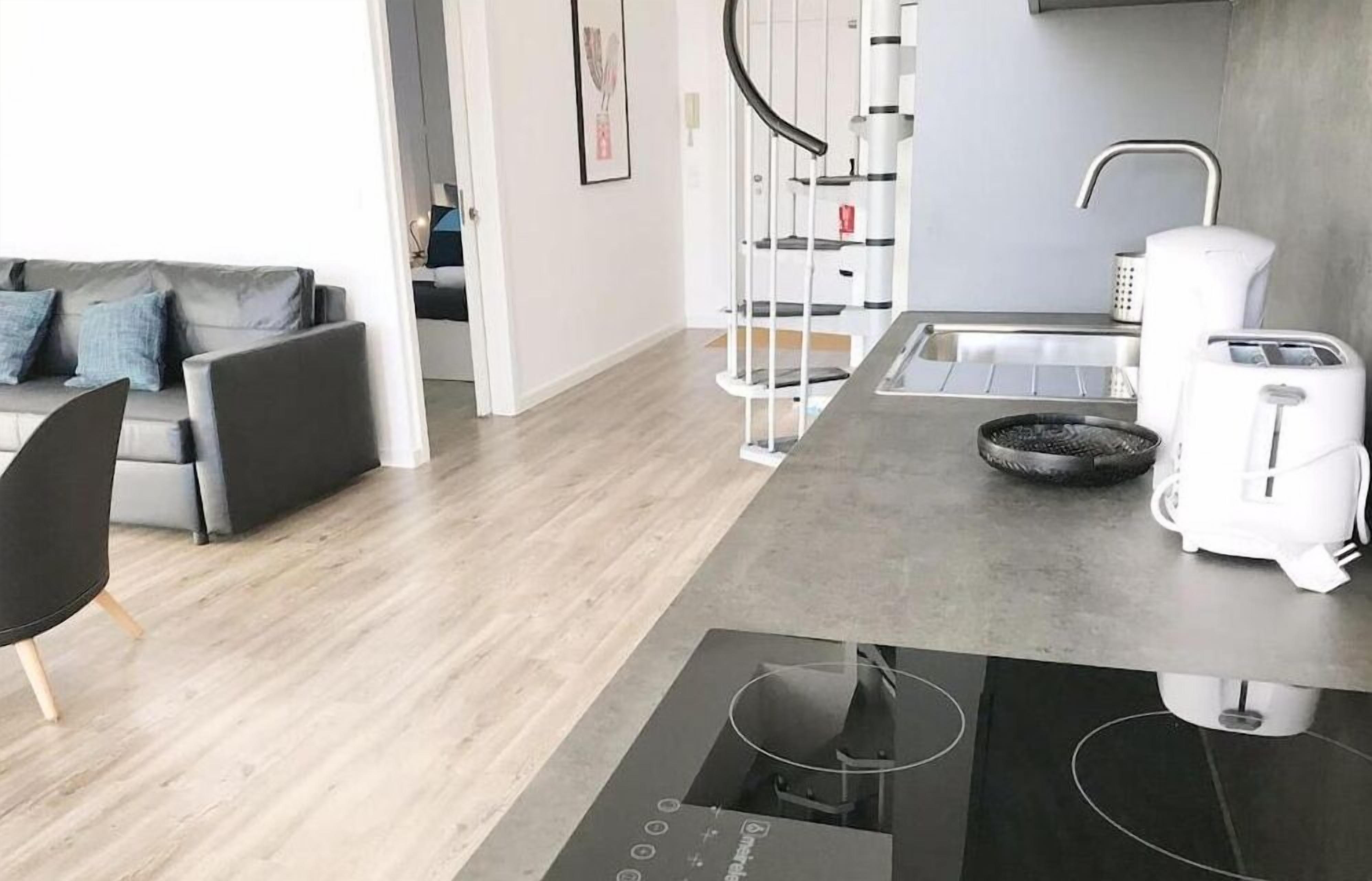 Apartamento | Cocina privada | Frigorífico, microondas, horno y placa de cocina