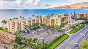 Hotel offers stunning views of the sea and surrounding mountains.