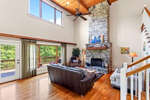 TV, fireplace, table football, ping pong - Fireside Retreat | Pet-Friendly, Hot Tub, Game Area & Fire Pit! (Black Mountain)