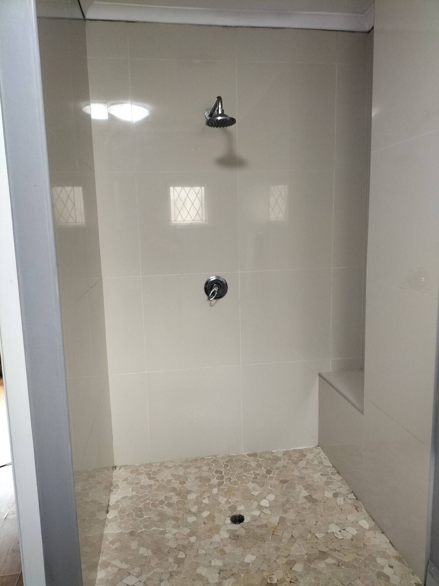 Shower, towels, soap, shampoo