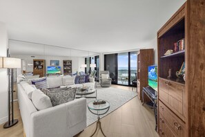 Living area - Beachfront Condo | Pool, Gym, & Pickleball (Marco Island)