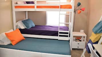 2 bedrooms, desk, iron/ironing board, travel crib