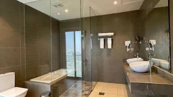 Free toiletries, hair dryer, slippers, bidet