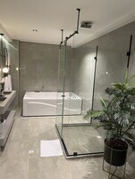 Lüks banyo/kozmetik ürünleri, saç kurutma makinesi, havlu, sabun 