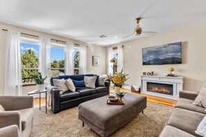 TV, fireplace, video games