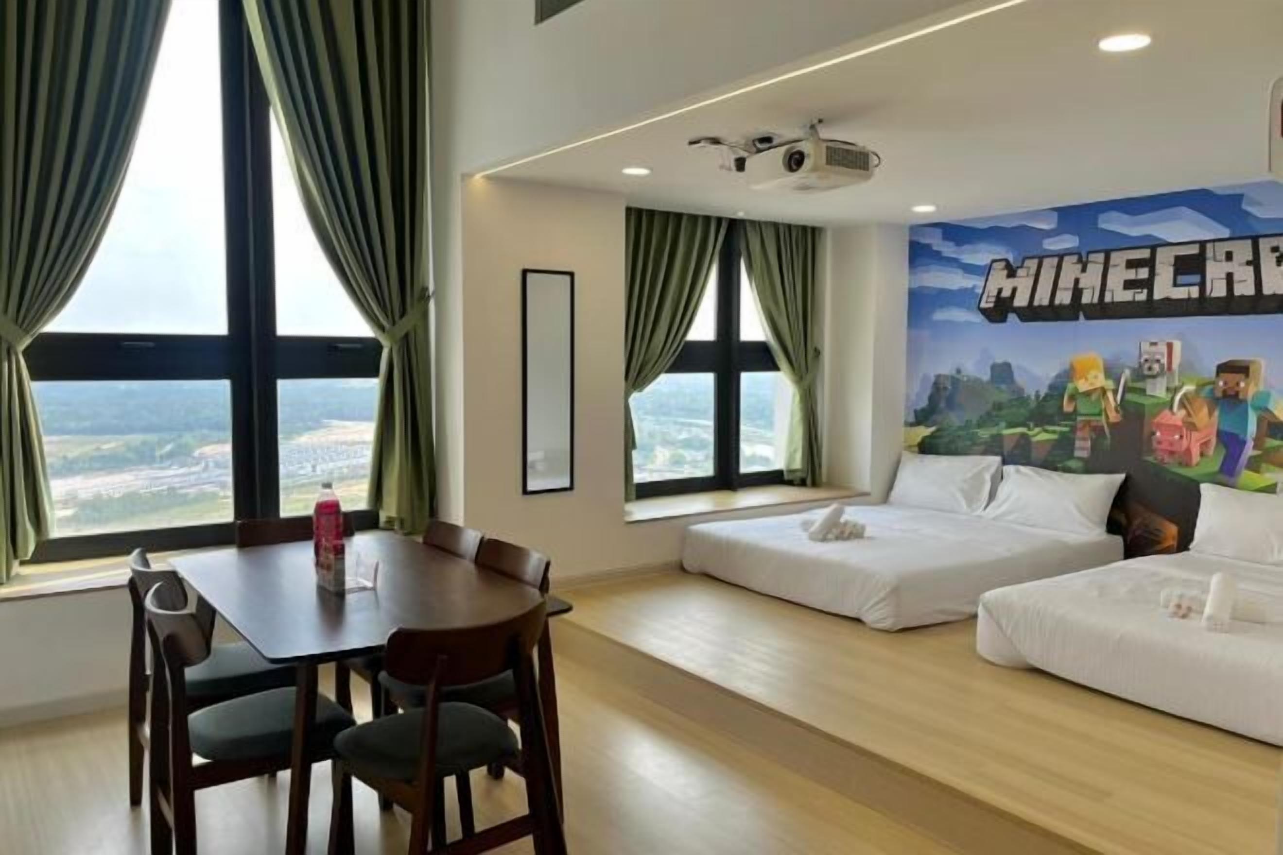 Individually decorated, individually furnished, desk, laptop workspace