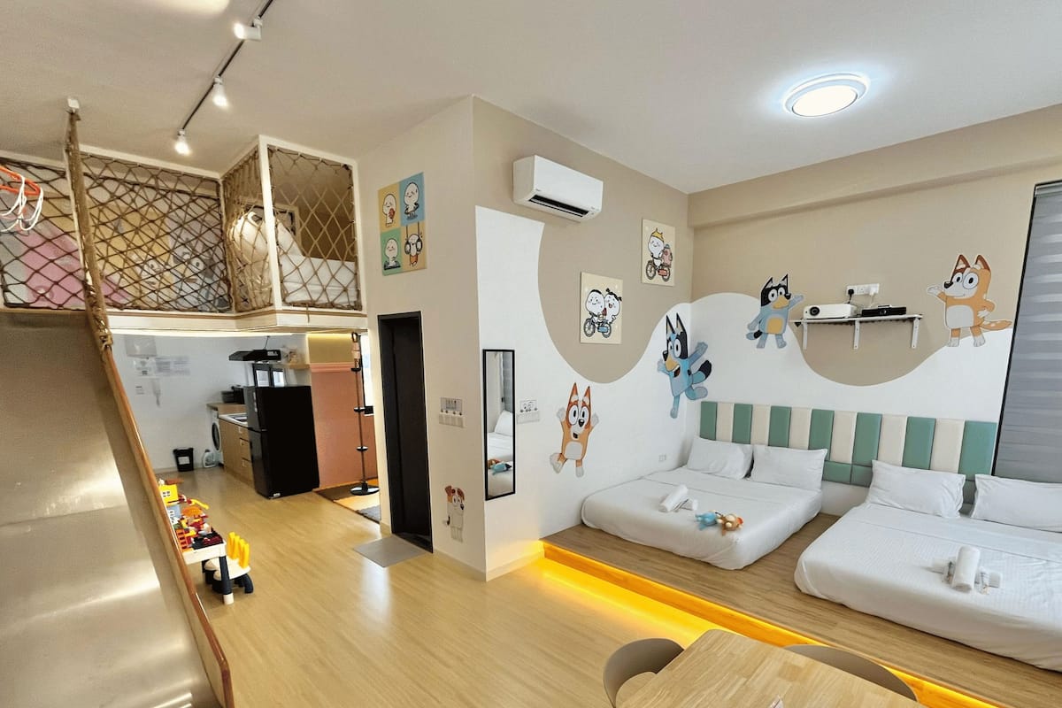 Bluey x Quby Themed Loft Apartment | 1 bedroom, individually decorated, individually furnished, desk