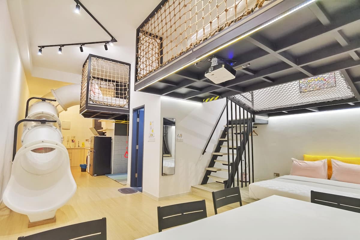 Pokemon Themed Loft Apartment | Living area | 90-inch Smart TV with digital channels, TV, Netflix