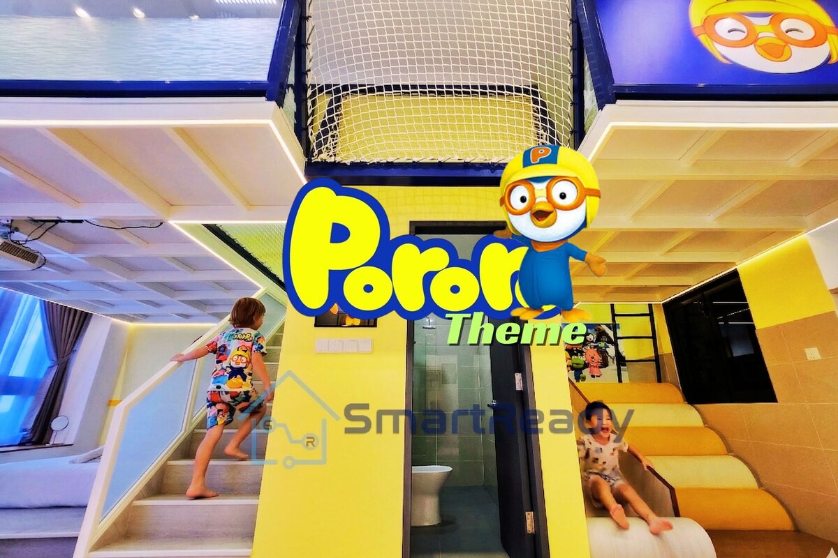Pororo Family Homestay Near Legoland w Slide | Living area | 90-inch Smart TV with digital channels, TV, Netflix