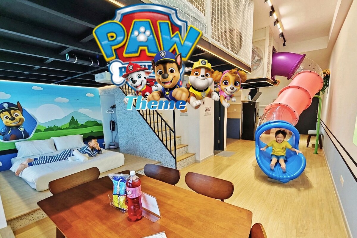 Paw Patrol Family Homestay Near Legoland w Slide | Living area | 90-inch Smart TV with digital channels, TV, Netflix