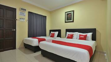 Desk, free WiFi, bed sheets