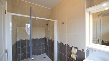 Shower, hair dryer, toilet paper