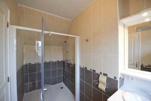 Shower, hair dryer, toilet paper