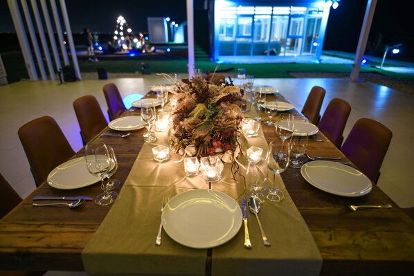 Outdoor banquet area