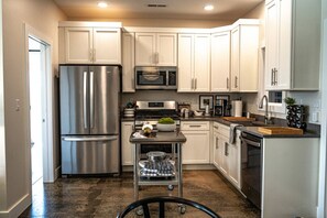 Fridge, microwave, oven, dishwasher