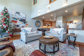 TV, fireplace - Classic Aspen Ridge Home by InvitedHome | Walk to Ski and Core, Wilson Views (Mountain Village)