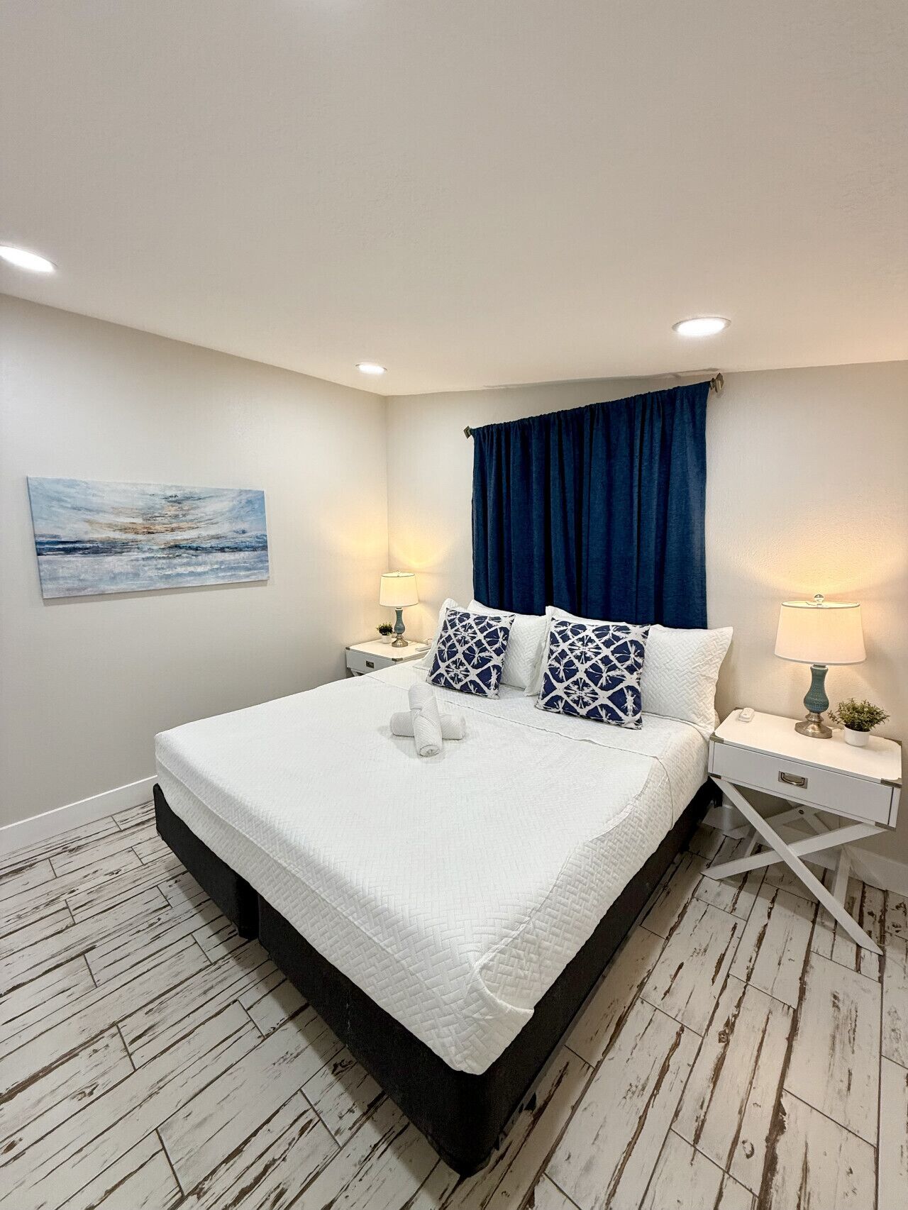 1 bedroom, desk, iron/ironing board, travel crib